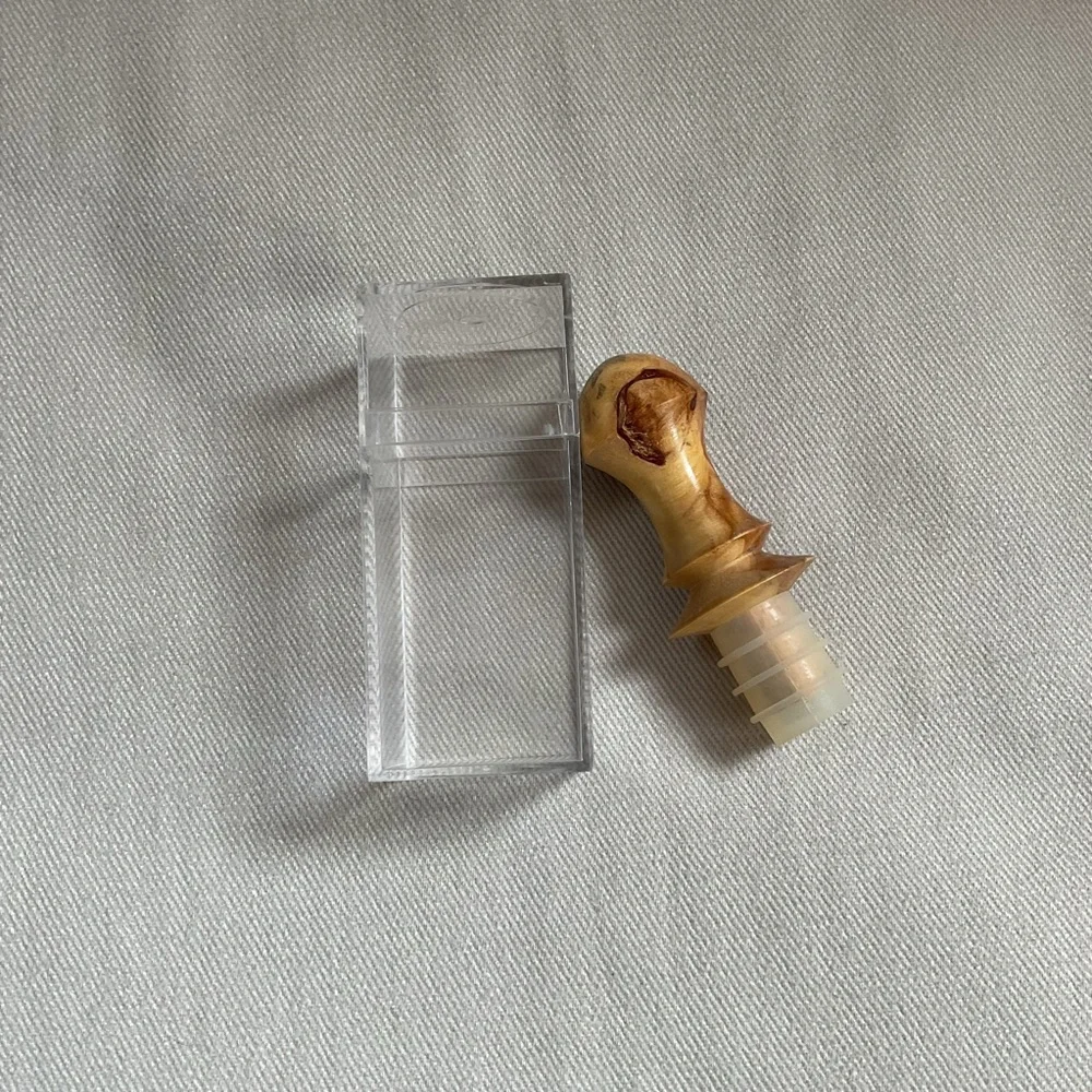 Hand Carved Artisan Crafted Wooden Wine Cork Bottle Stopper in Plastic Gift Box